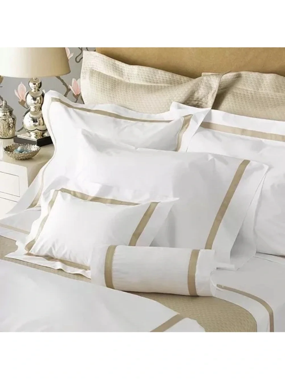 Matouk Lowell King Flat Sheet Khaki 600TC Egyptian Cotton Percale New